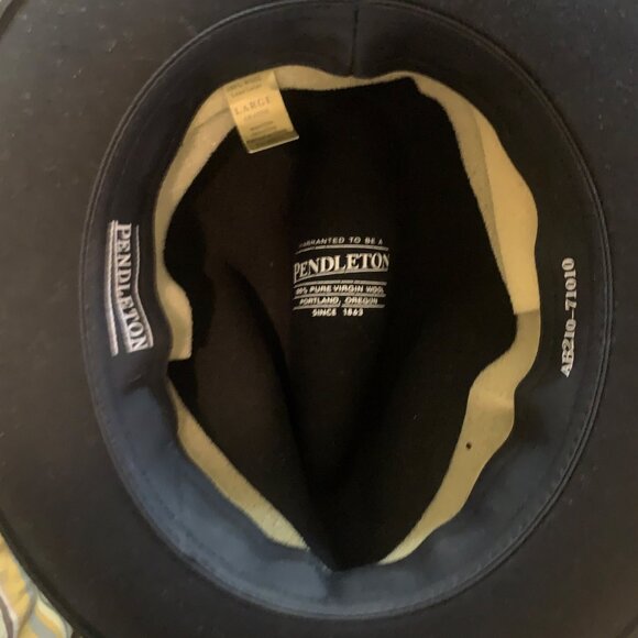 Pendleton Mens Fedora Hat Large 100% Wool Black Feather Accent Vintage Style - Picture 3 of 13